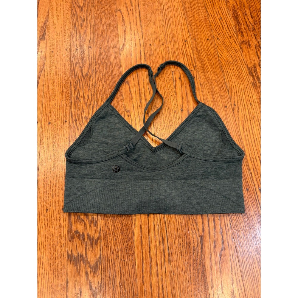 Lululemon Ebb to Street Bra Dark Forest Green Heathered Seamless Yoga Size 4